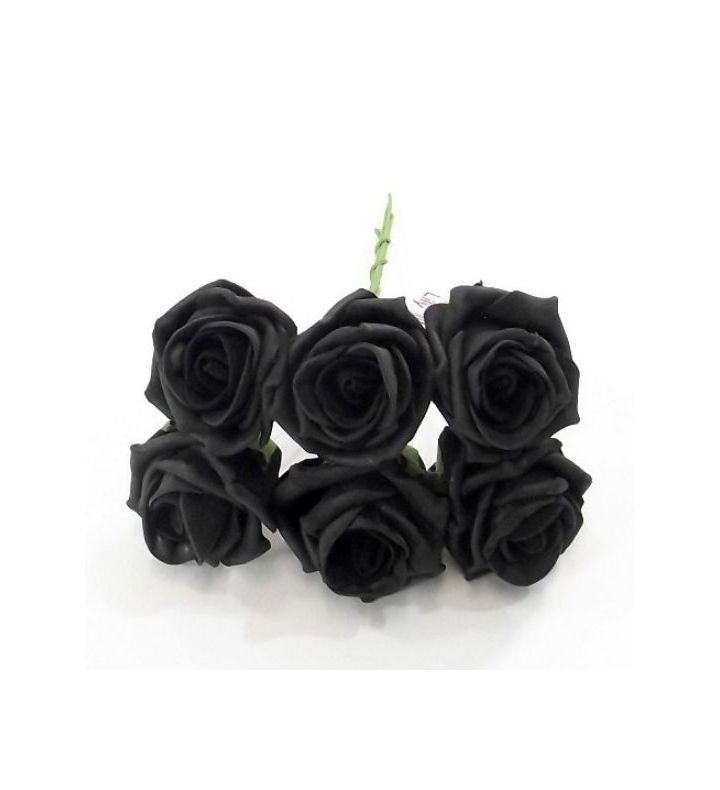 Princess Colourfast Foam Rose Bunch of 6 Black