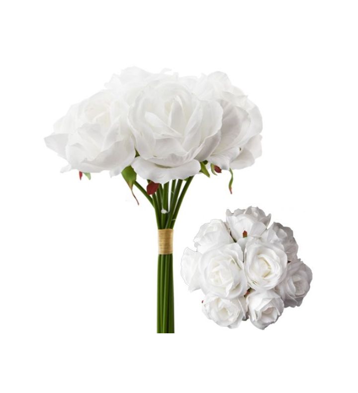 White Rose Bunch 27cm 9 Heads