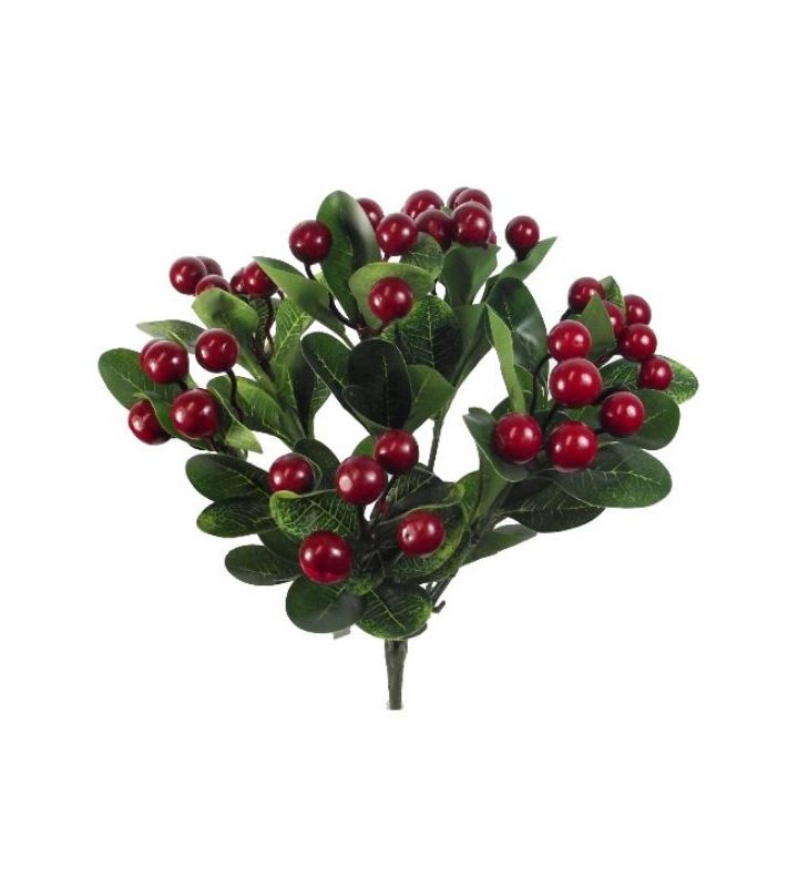 38cm LARGE BERRY BUSH DARK RED