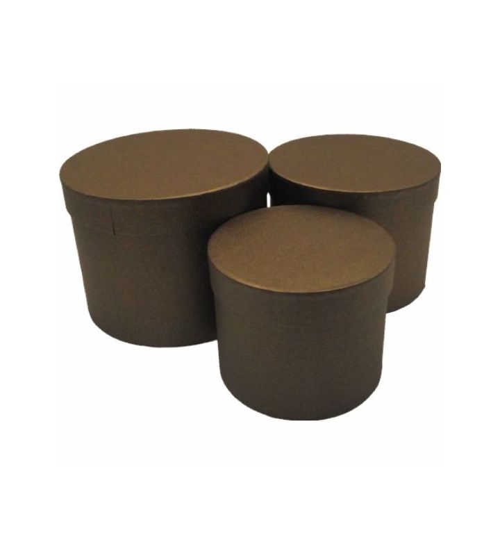 Hat Box Brown Set Of 3