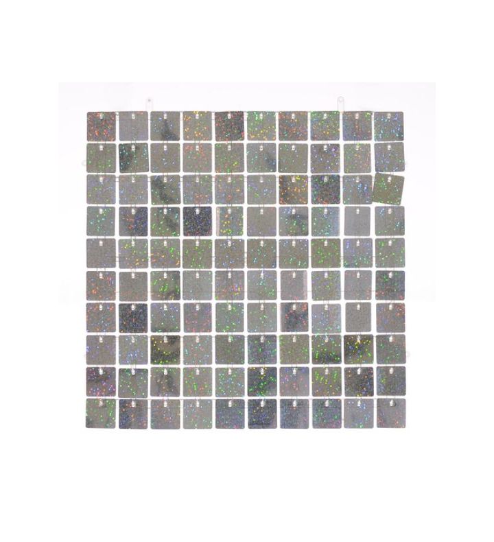 Sequin Wall Panel 30cm x 30cm Holographic Silver