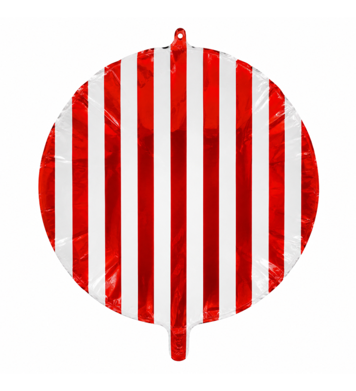 18" Bamboo Party Round Red Stripe Unpackaged Foil Balloon