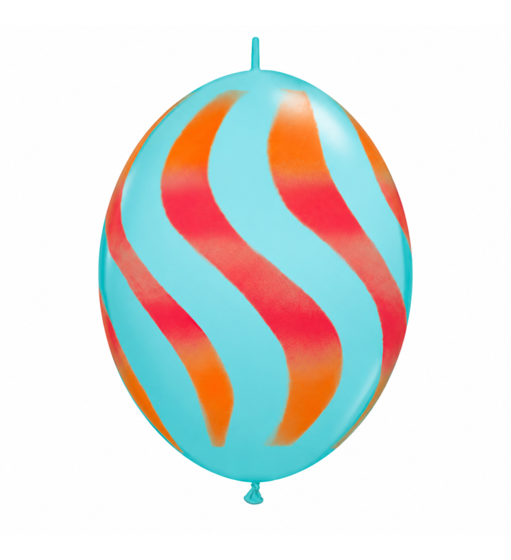12" Wavy Stripes Quick Link Blue & Dark Red Latex Balloons 50ct