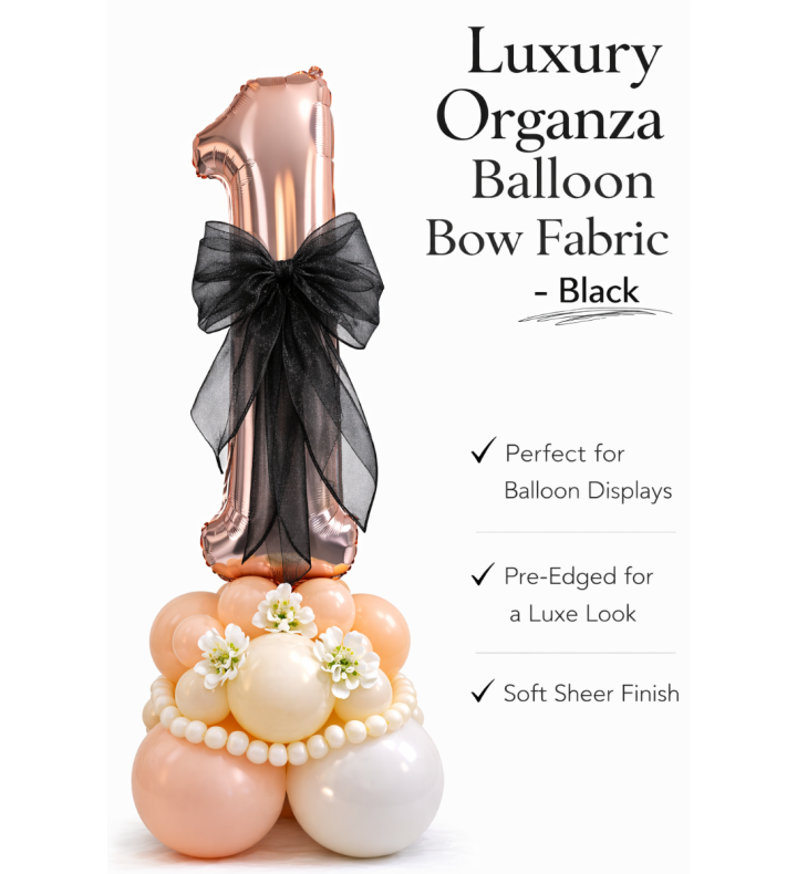 Organza Balloon Bow Fabric Black