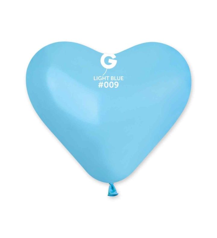 10" Gemar Heart Shape Light Blue 009 Latex Balloons 50ct