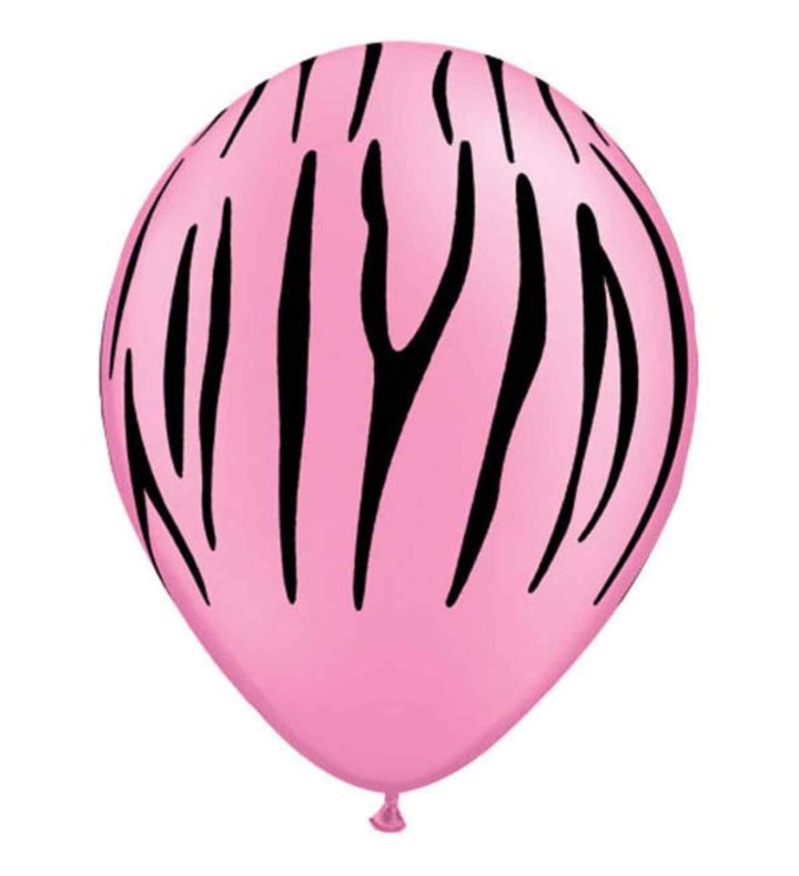 11" Zebra Stripes Neon Pink & Black Latex Balloons 50ct