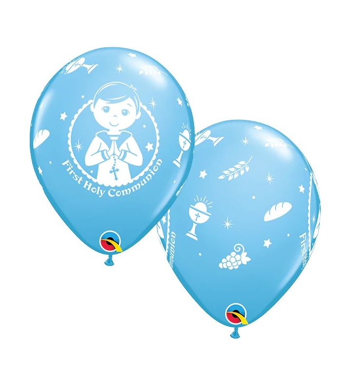 11" First Holy Communion Boy Blue Latex Balloons 25ct