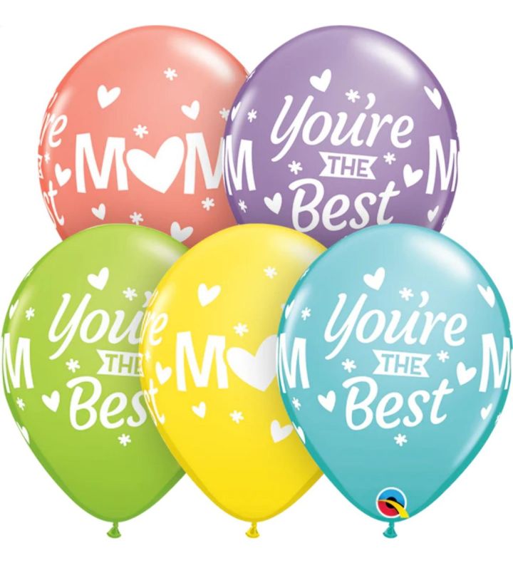 11" Mother's Day - Mum You're The Best Latex Balloons 50ct