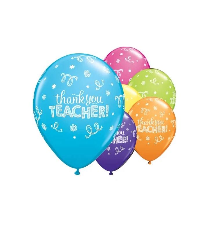 11" Thank You Teacher Assorted Qualatex Latex Balloons 25ct