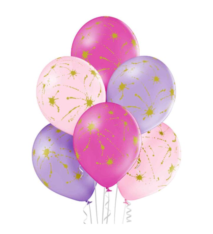 12" Belbal Splatters Pastel Pinks & Lilac 6ct.
