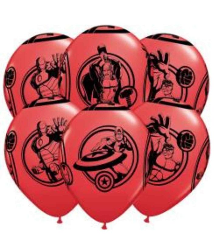 12" Marvel Avengers Red & Black Latex Balloons 6ct