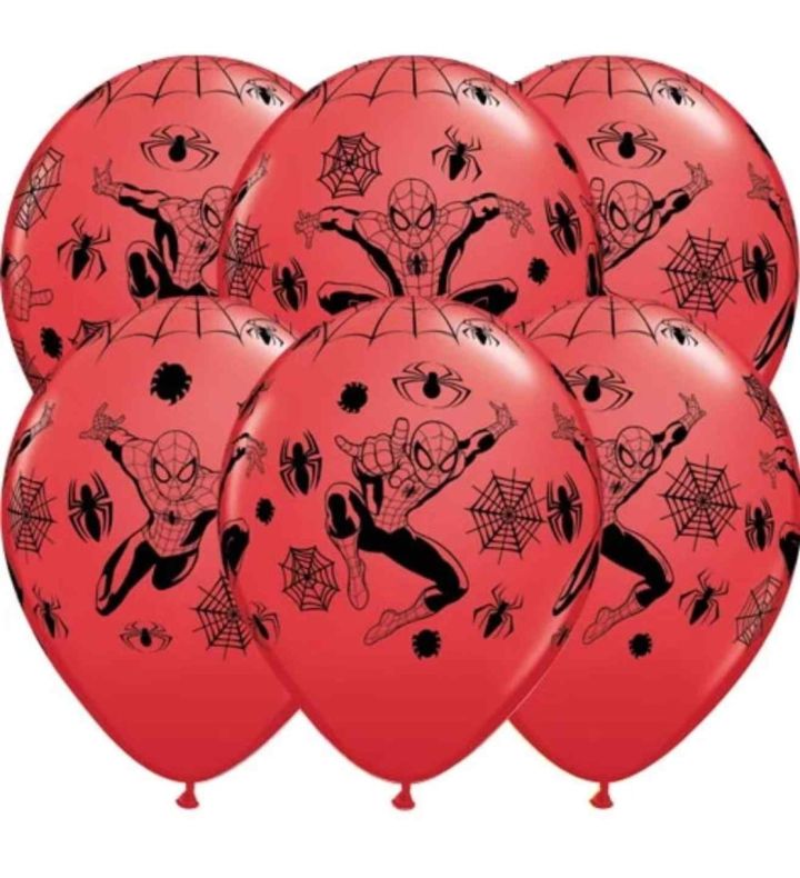 12" Marvel Spider-Man Red & Black Latex Balloons 6ct