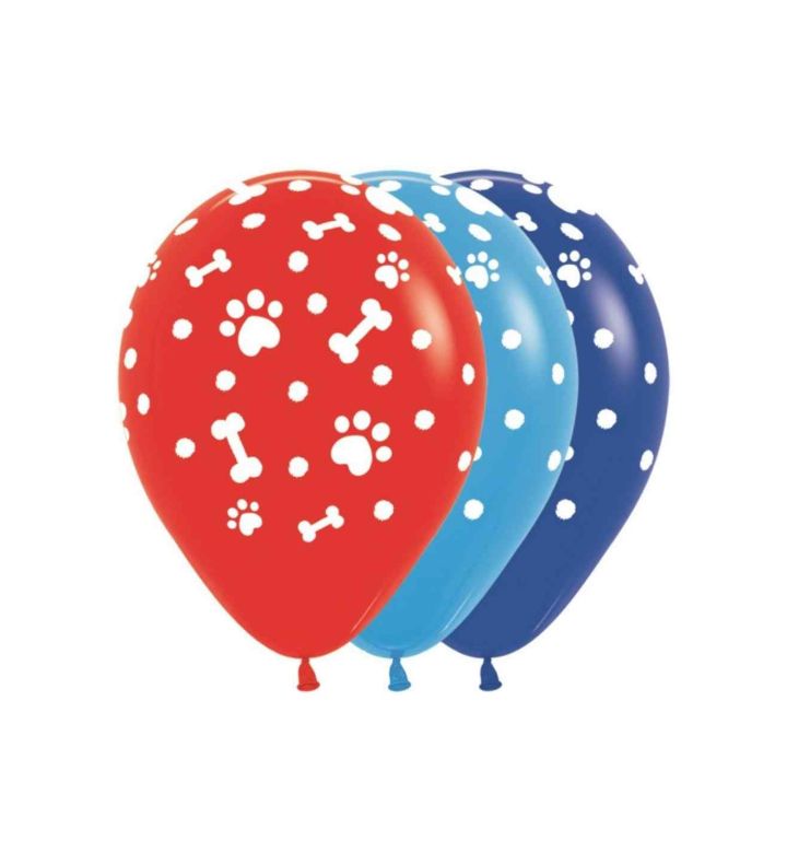 12" Sempertex Fashion Assorted Paw Prints Latex Balloons 25ct