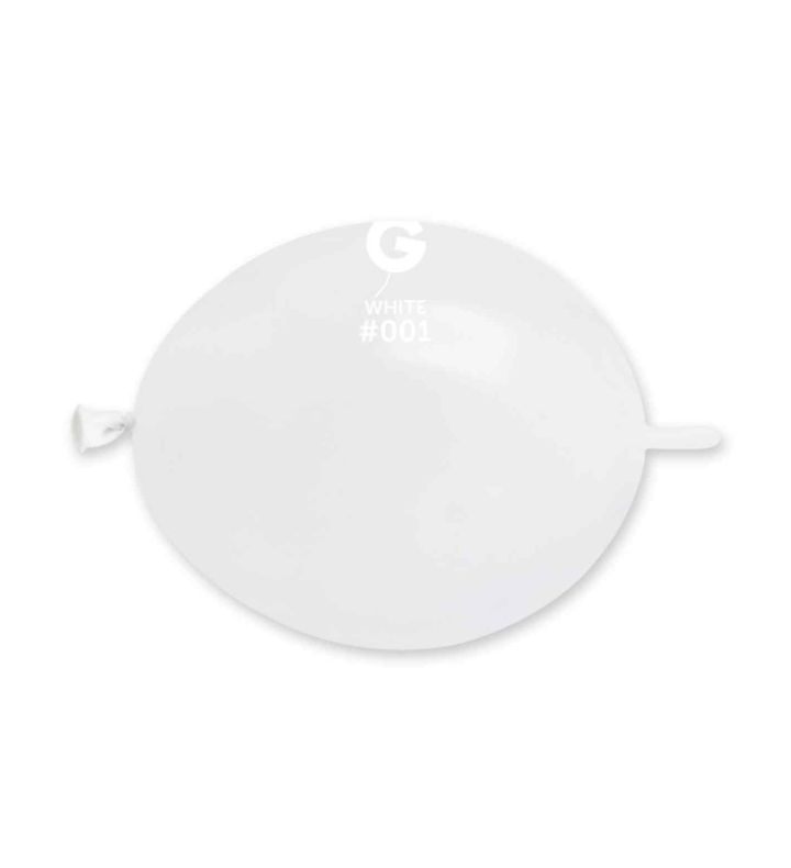 13" Gemar White 001 Link Latex Balloons 50ct