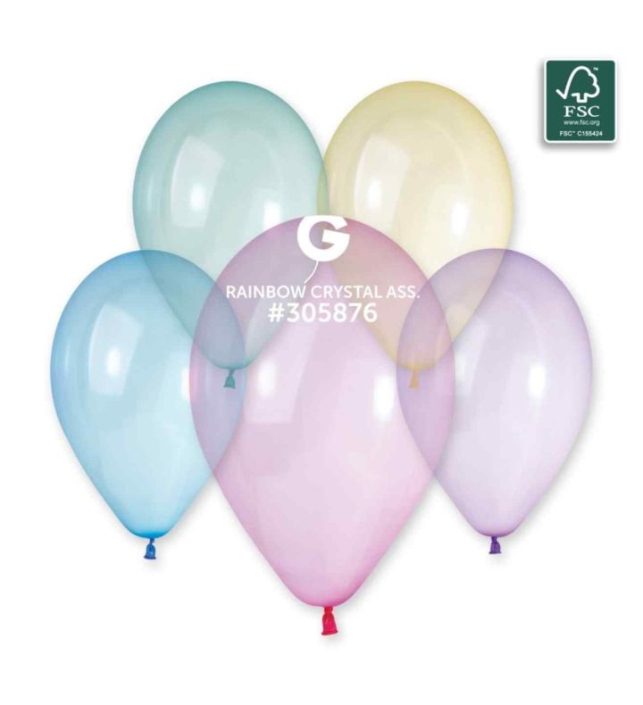 13" Gemar Crystal Rainbow Latex Balloons 50ct