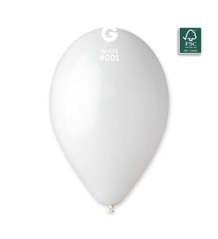 13" Gemar White 001 Latex Balloons 50ct