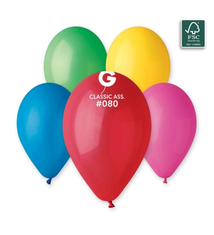 13" Gemar Classic Assorted 080 Latex Balloons 50ct