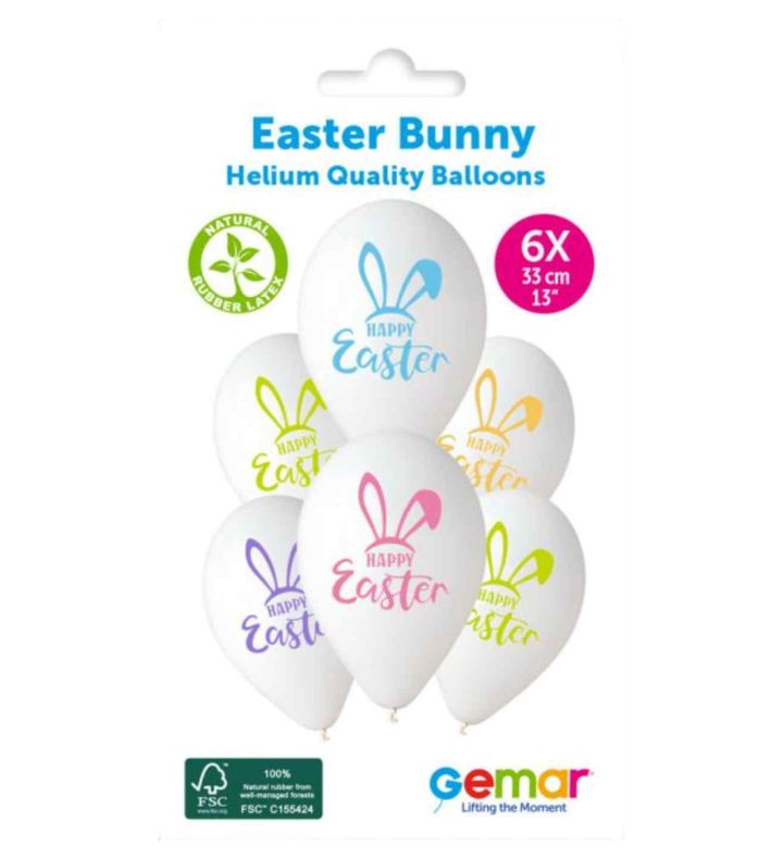 13" Gemar Easter Bunny Latex Balloons 6ct