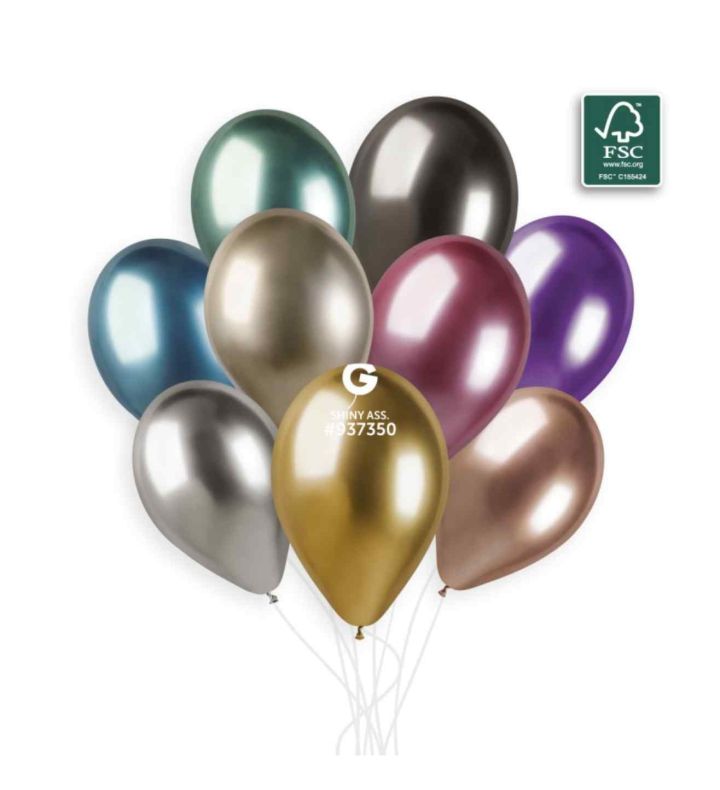 13" Gemar Shiny Assorted 080 Latex Balloons 50ct