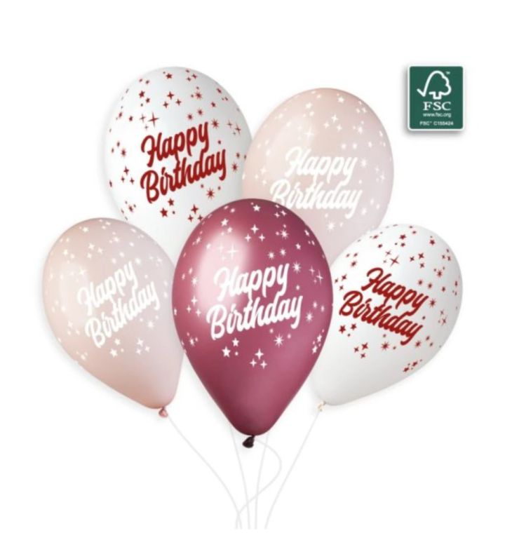 13" Happy Birthday Pinks Mix Gemar Latex Balloons 25ct