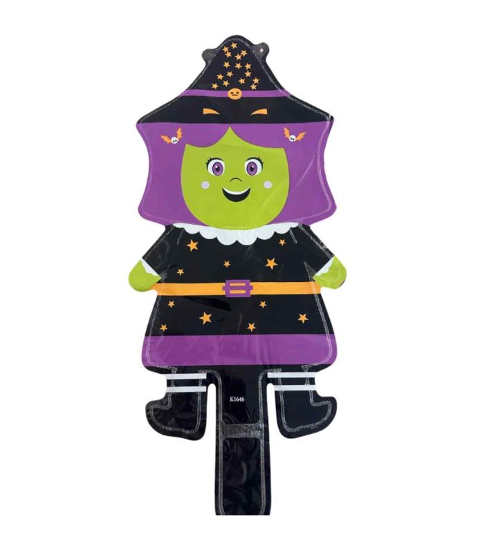 Mini Halloween Green Witch Bamboo Party Foil Balloon