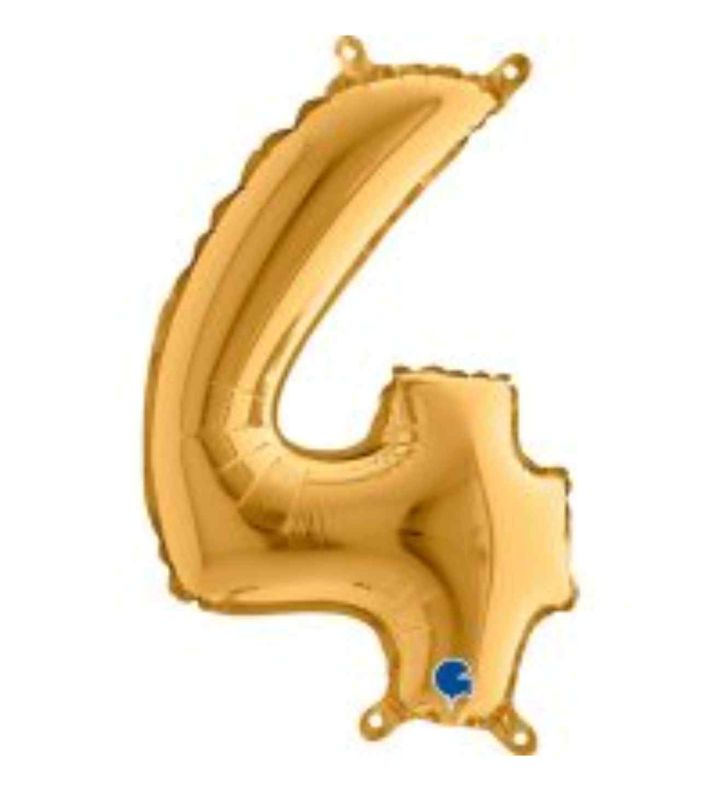 14" Gold Number 4 Grabo Foil Balloon