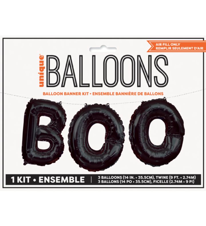 14" Unique Party Black Boo Letter Ballon Banner Kit