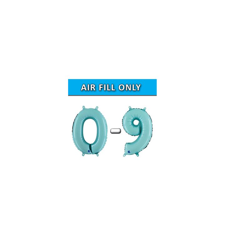 14" Pastel Blue Numbers Grabo Foil Balloons