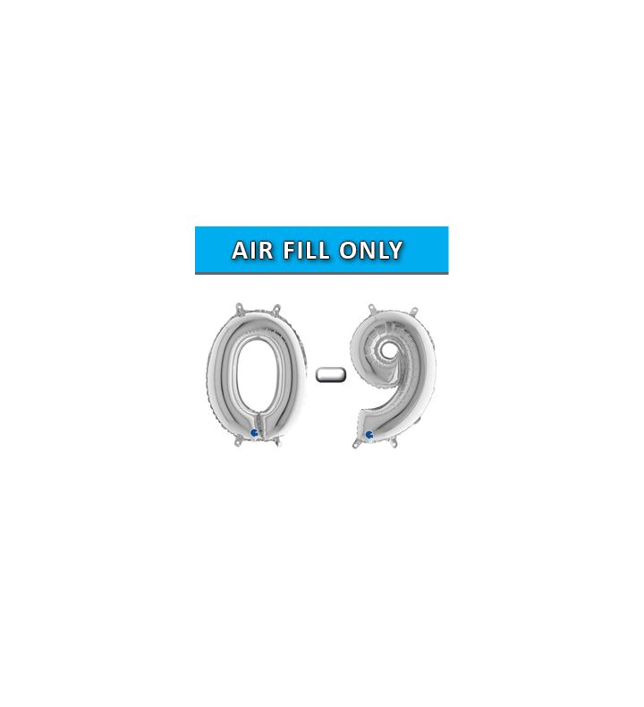 14" Silver Numbers Grabo Foil Balloons