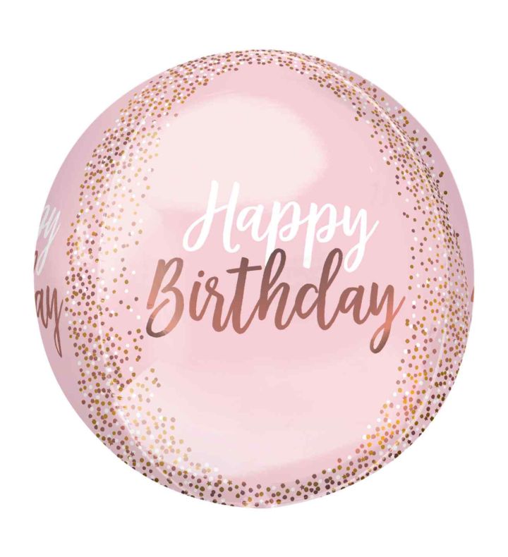 15" Blush Birthday Orbz Foil Balloon