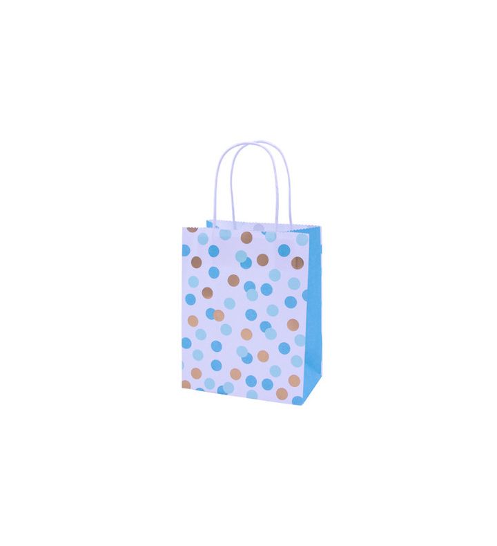  15cm x  20cm Party Gift Bags Blue and Gold Dots 4 pack