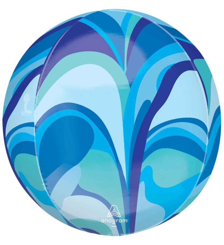 15" Anagram Blue Macro Marble Orbz foil balloon
