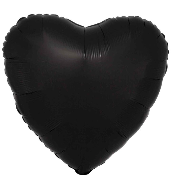 17" Amscan Silk Lustre Black Heart Foil Balloon