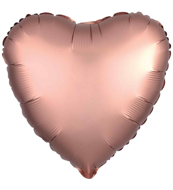17" Amscan Heart Silk Lustre Rose Copper Foil Balloon