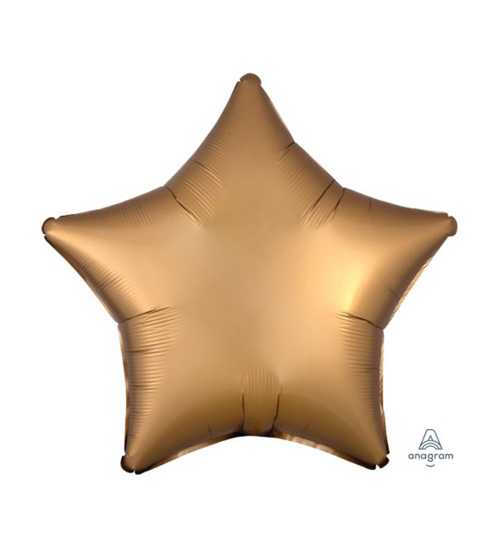 17" Gold Sateen Star Satin Luxe Foil Balloon Anagram - Unpackaged