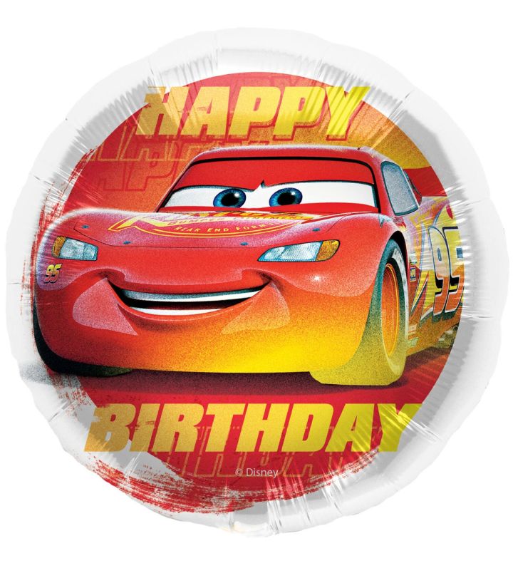 17" Lightning McQueen Happy Birthday Round Foil Balloon