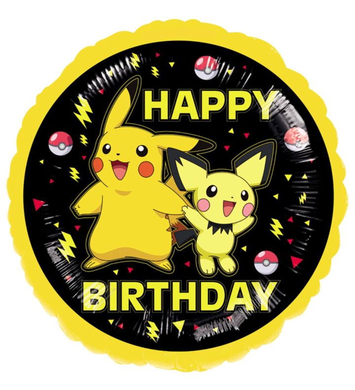17" Pokemon Pikachu Happy Birthday Round Foil Balloon