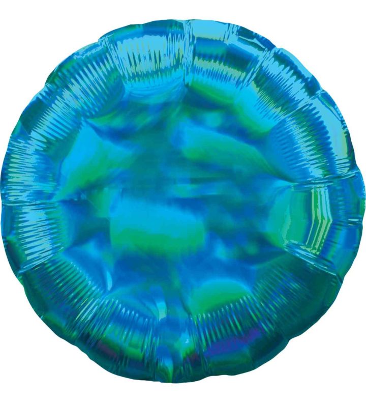 17" Cyan Iridescent Round Foil Balloon Anagram - Unpackaged
