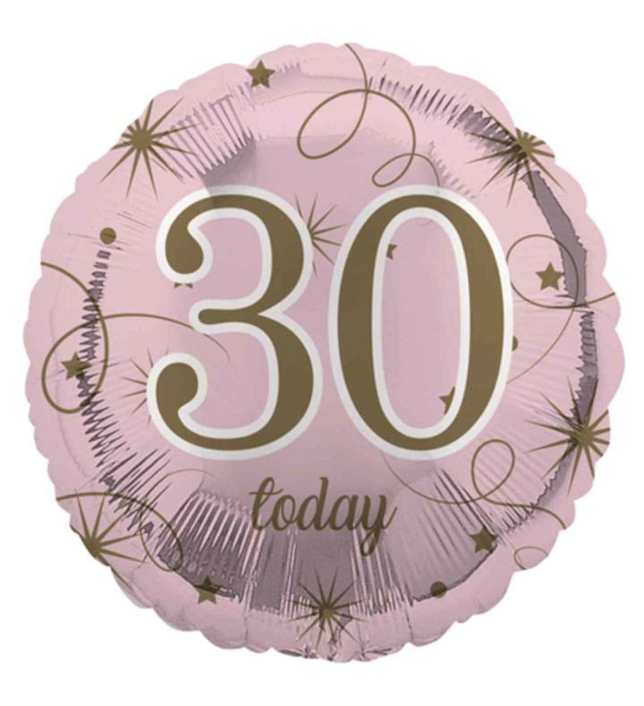 18" Eurowrap Age 30 Pink Foil