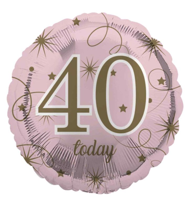 18" Eurowrap Age 40 Pink Foil