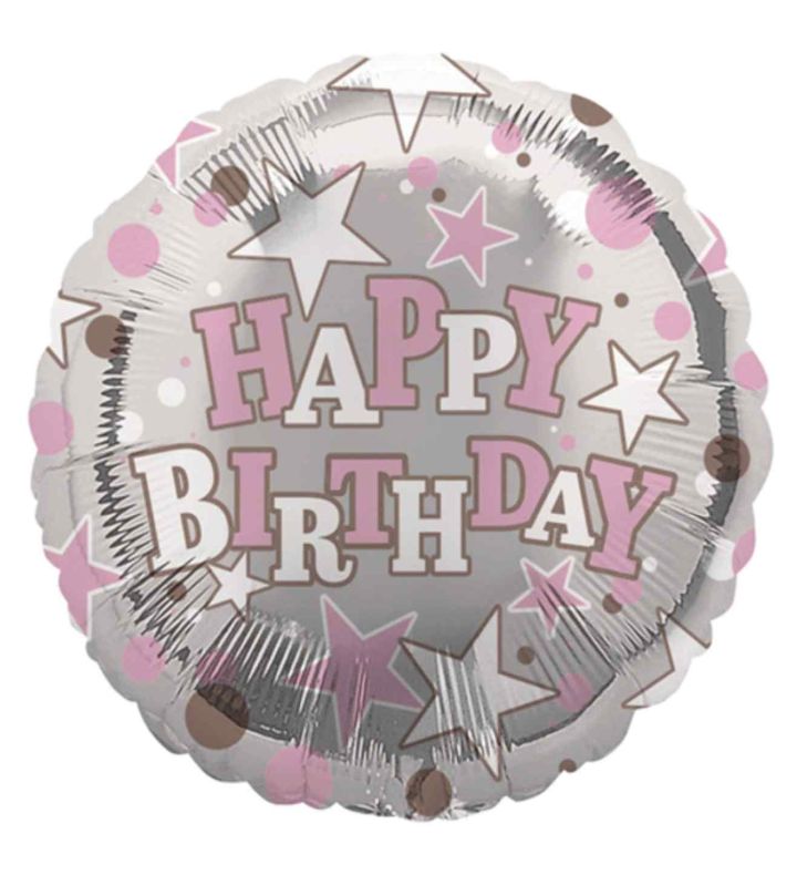 18" Eurowrap Happy Birthday Pink Foil