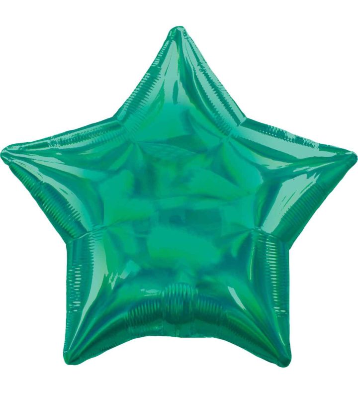 17" Green Iridescent Star Foil Balloon Anagram - Unpackaged