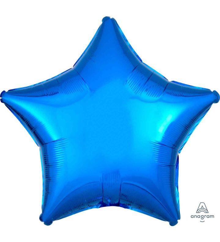 17" Metallic Blue Star Foil Balloon Anagram - Unpackaged
