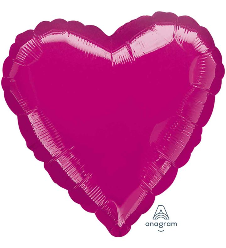 17" Metallic Fuchsia Heart Foil Balloon Anagram - Unpackaged