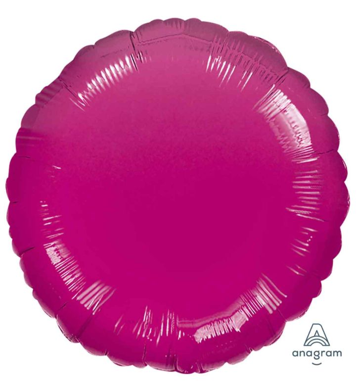 18" Anagram Round Fuchsia Unpackaged Foil Balloon