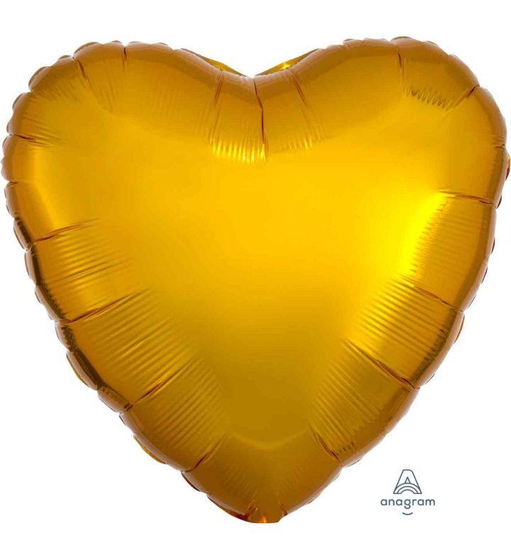 17" Metallic Gold Heart Foil Balloon Anagram - Unpackaged