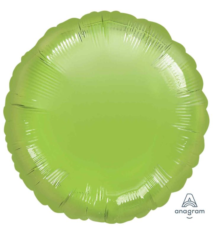 17" Metallic Lime Green Round Foil Balloon Anagram - Unpackaged