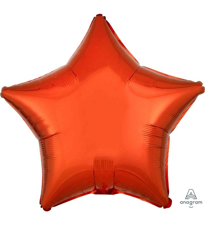 17" Metallic Orange Star Foil Balloon Anagram - Unpackaged