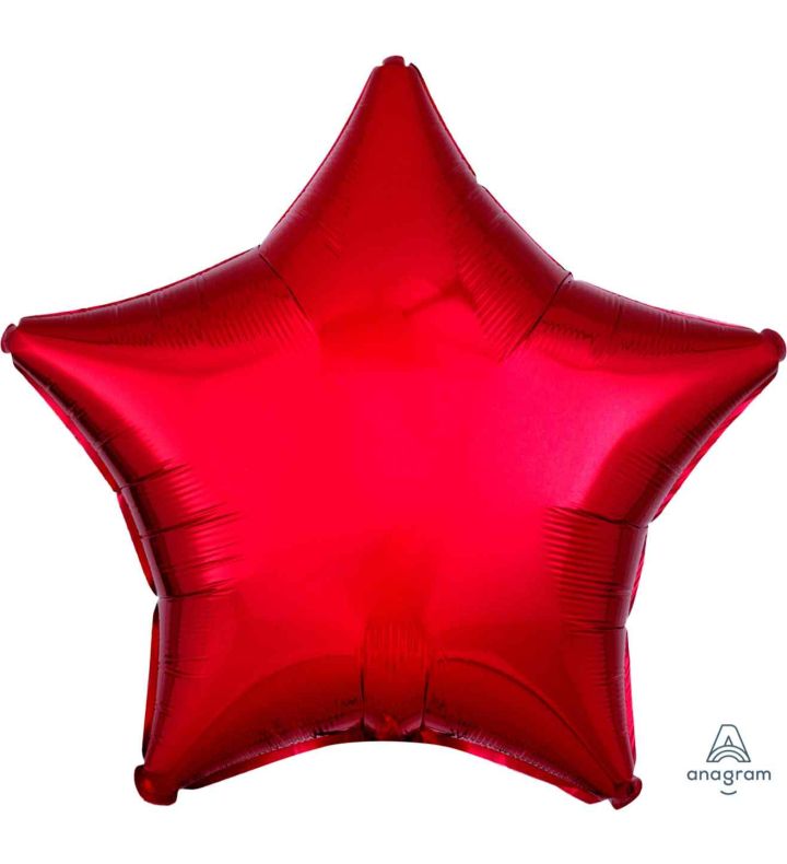17" Metallic Red Star Foil Balloon Anagram - Unpackaged