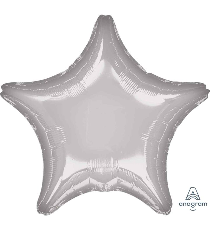 17" Metallic Silver Star Foil Balloon Anagram - Unpackaged
